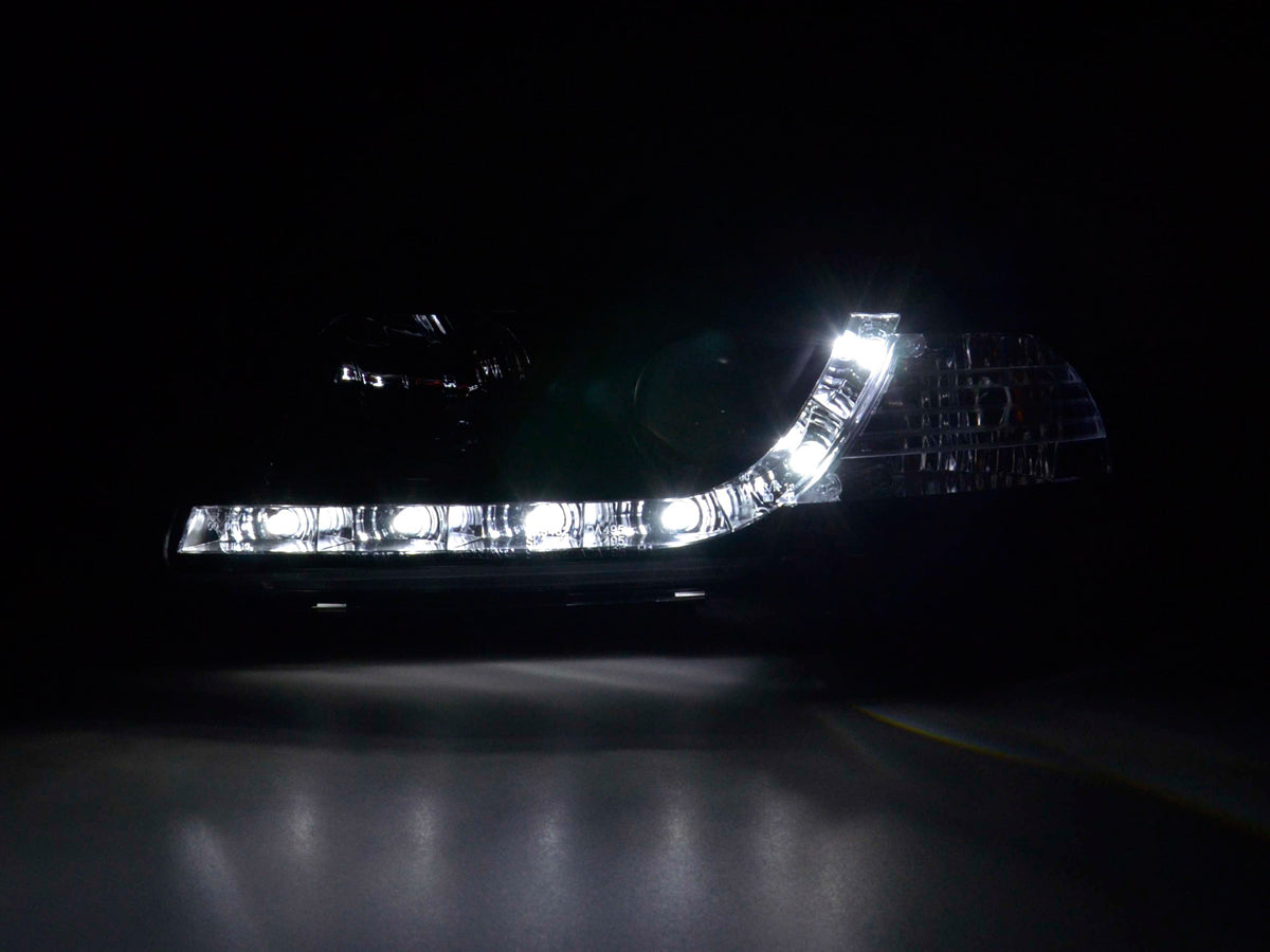 Scheinwerfer Set Daylight LED Tagfahrlicht Audi A4 B5 8D 94-99 schwarz Scheinwerfer Set Daylight LED Tagfahrlicht Audi A4 B5 8D 94-99 schwarz